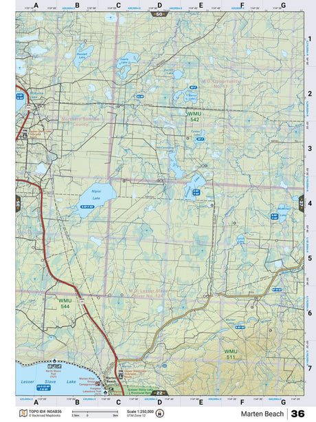 NOAB36 Wall Map - Marten Beach - Backroad Maps