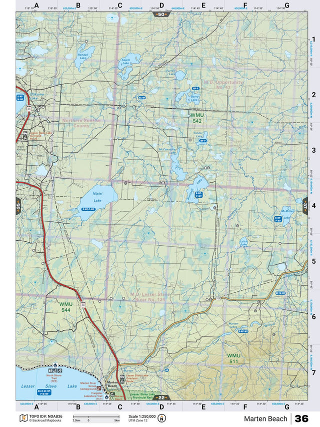 NOAB36 Wall Map - Marten Beach - Backroad Maps