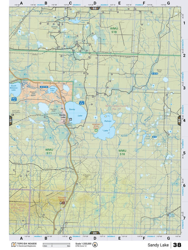 NOAB38 Wall Map - Sandy Lake - Backroad Maps