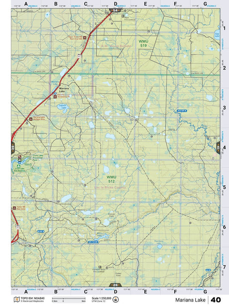 NOAB40 Wall Map - Mariana Lake - Backroad Maps