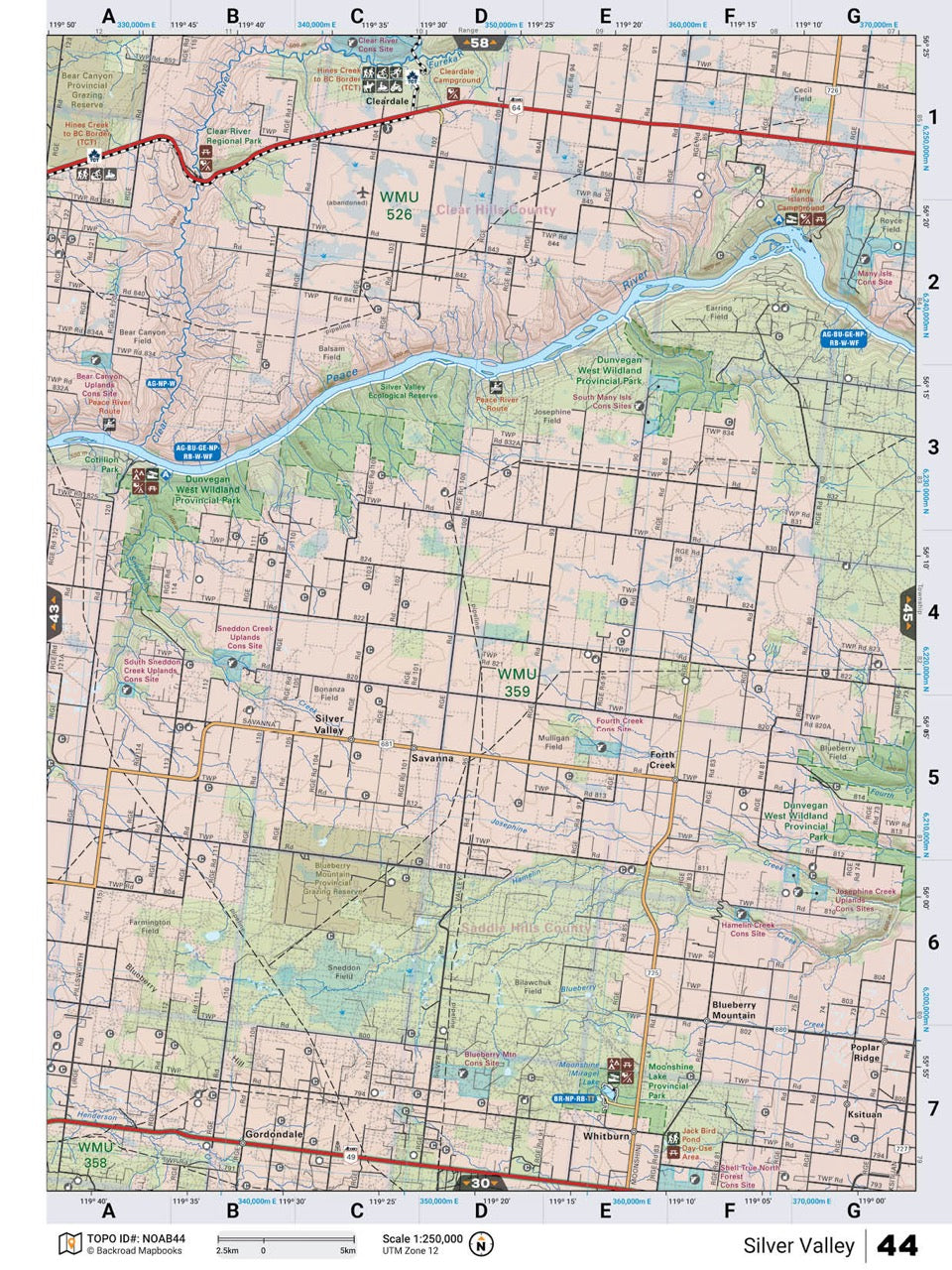 NOAB44 Wall Map - Backroad Maps