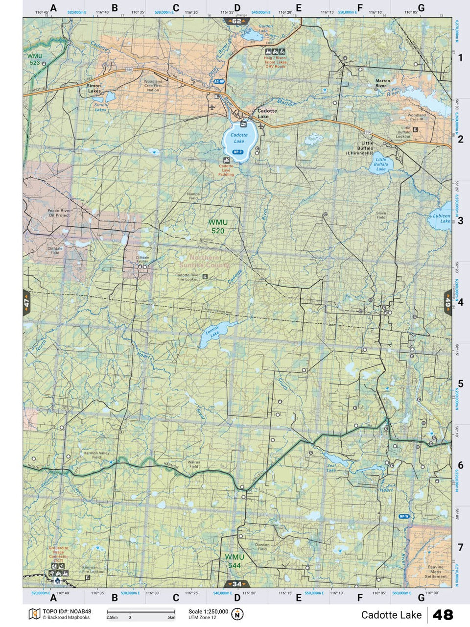 NOAB48 Wall Map - Cadotte Lake - Backroad Maps