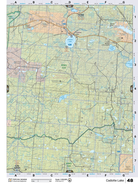 NOAB48 Wall Map - Cadotte Lake - Backroad Maps