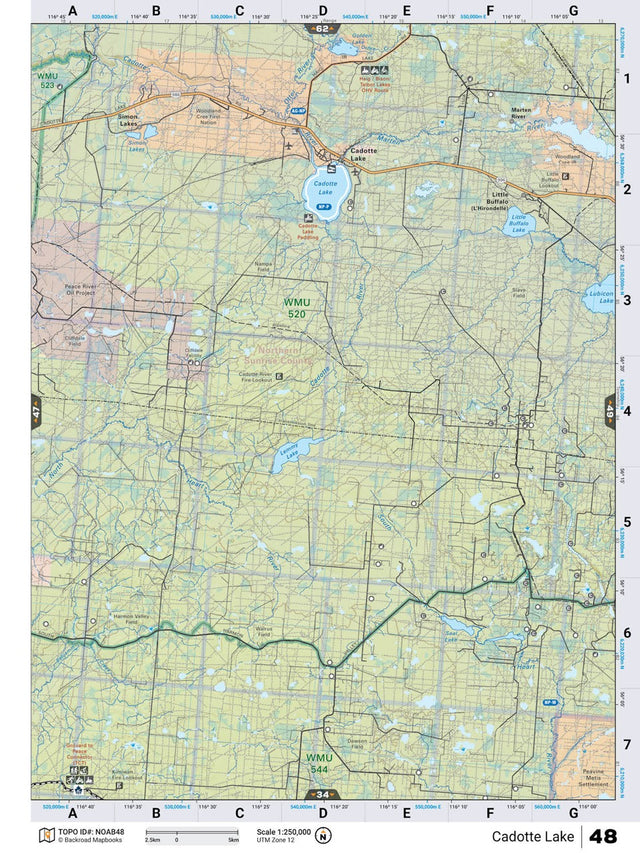 NOAB48 Wall Map - Cadotte Lake - Backroad Maps