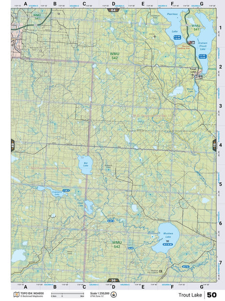 NOAB50 Wall Map - Trout Lake - Backroad Maps