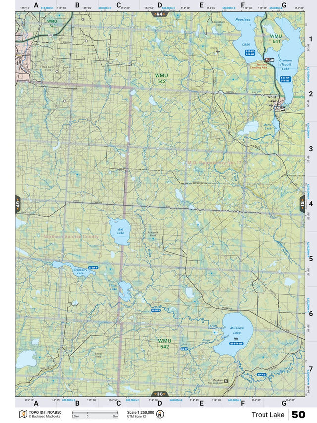 NOAB50 Wall Map - Trout Lake - Backroad Maps
