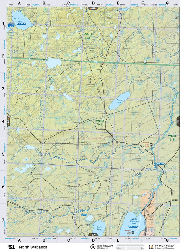 NOAB51 Wall Map - North Wabasca - Backroad Maps