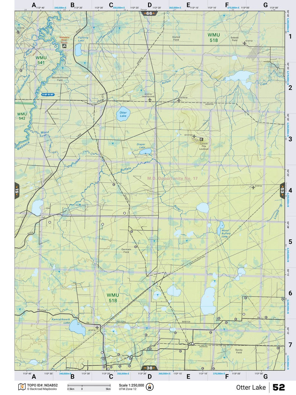 NOAB52 Wall Map - Otter Lake - Backroad Maps