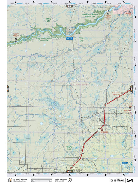 NOAB54 Wall Map - Horse River - Backroad Maps