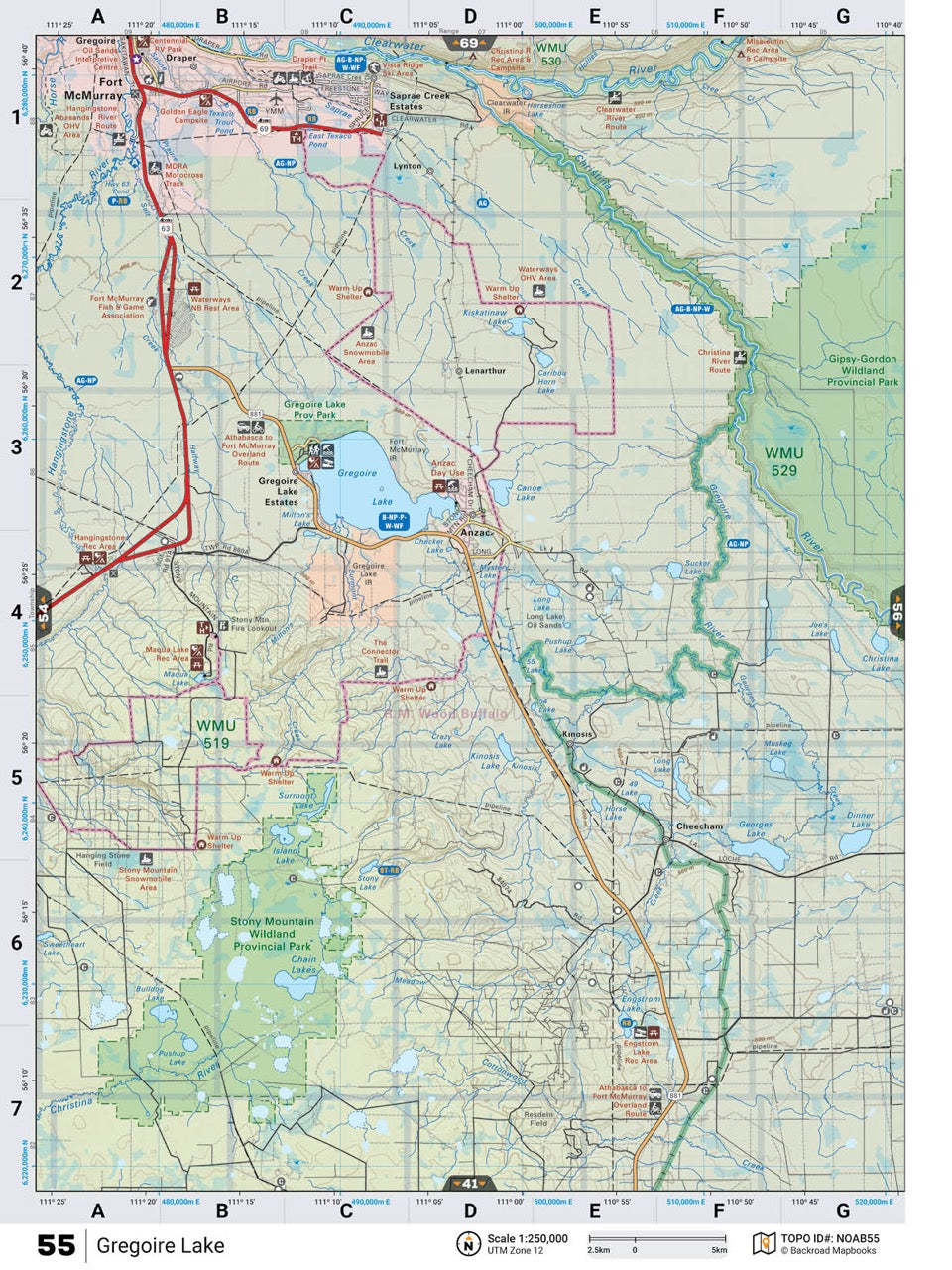 NOAB55 Wall Map - Gregoire Lake - Backroad Maps