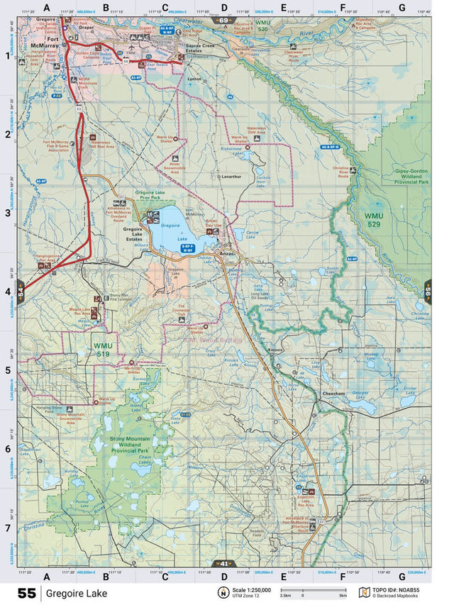 NOAB55 Wall Map - Gregoire Lake - Backroad Maps
