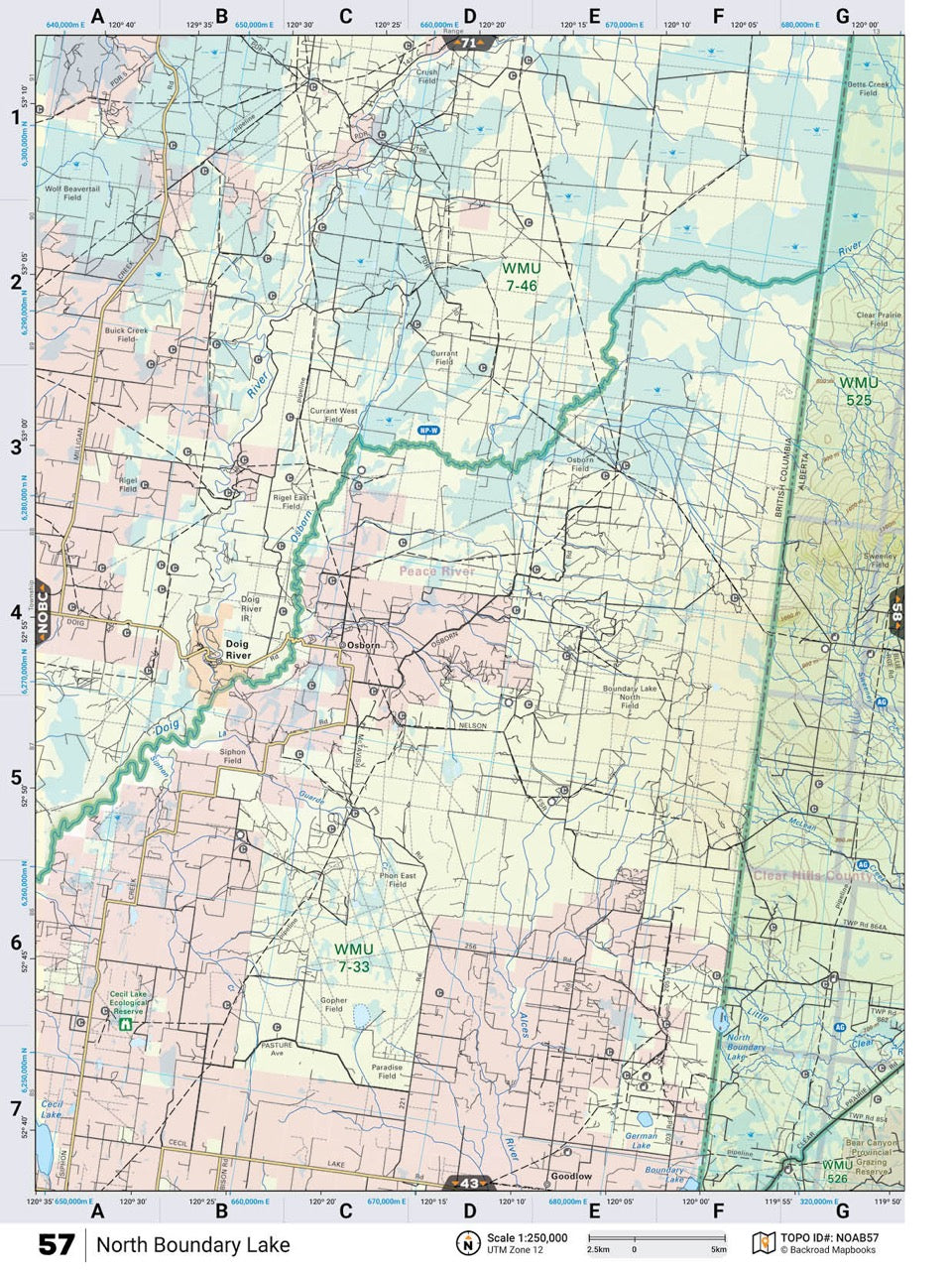 NOAB57 Wall Map - North Boundary Lake - Backroad Maps