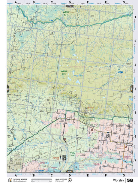 NOAB58 Wall Map - Worsley - Backroad Maps