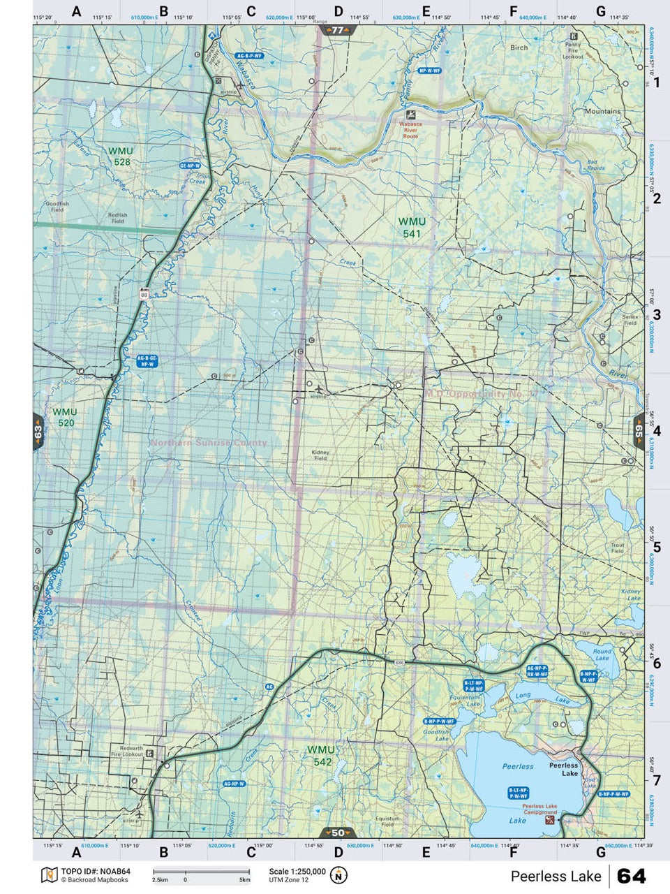 NOAB64 Wall Map - Peerless Lake - Backroad Maps