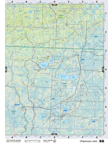 NOAB66 Wall Map - Chipeweyan Lake - Backroad Maps