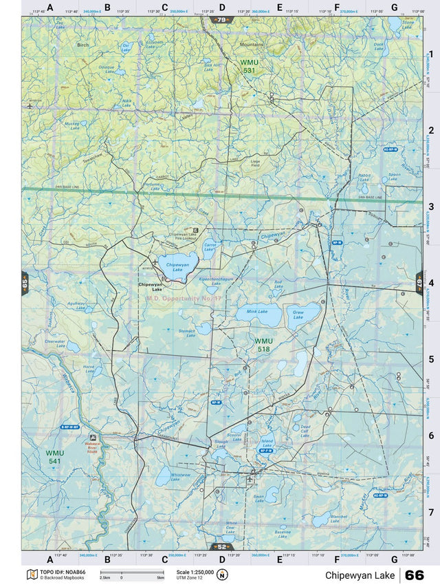 NOAB66 Wall Map - Chipeweyan Lake - Backroad Maps