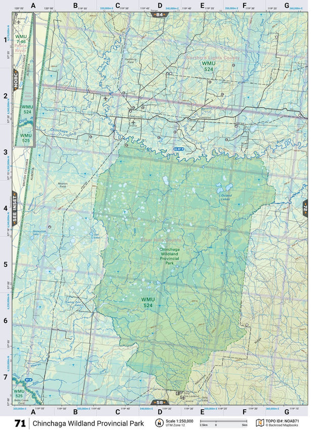 NOAB71 Wall Map - Chinchaga Wildland Provincial Park - Backroad Maps