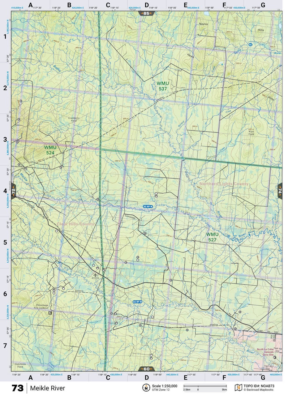 NOAB73 Wall Map - Meikle River - Backroad Maps