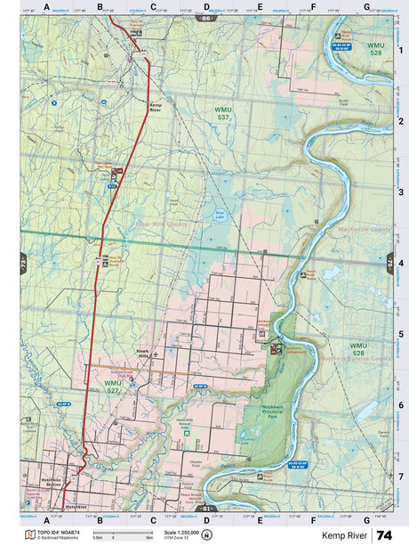 NOAB74 Wall Map - Kemp River - Backroad Maps