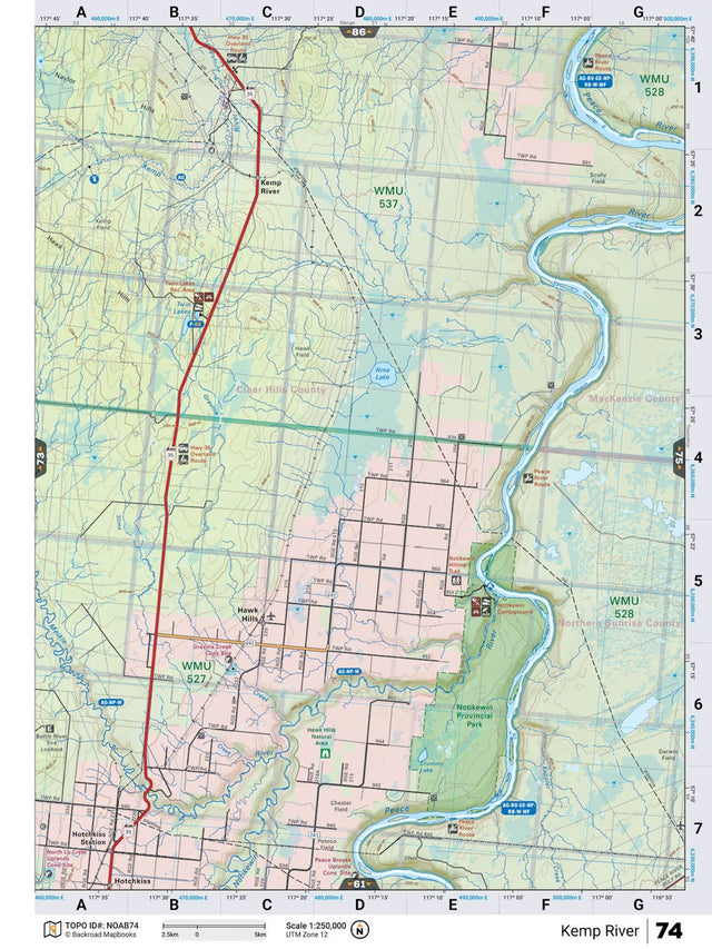 NOAB74 Wall Map - Kemp River - Backroad Maps