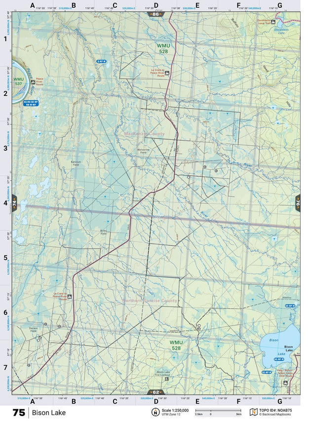 NOAB75 Wall Map - Bison Lake - Backroad Maps
