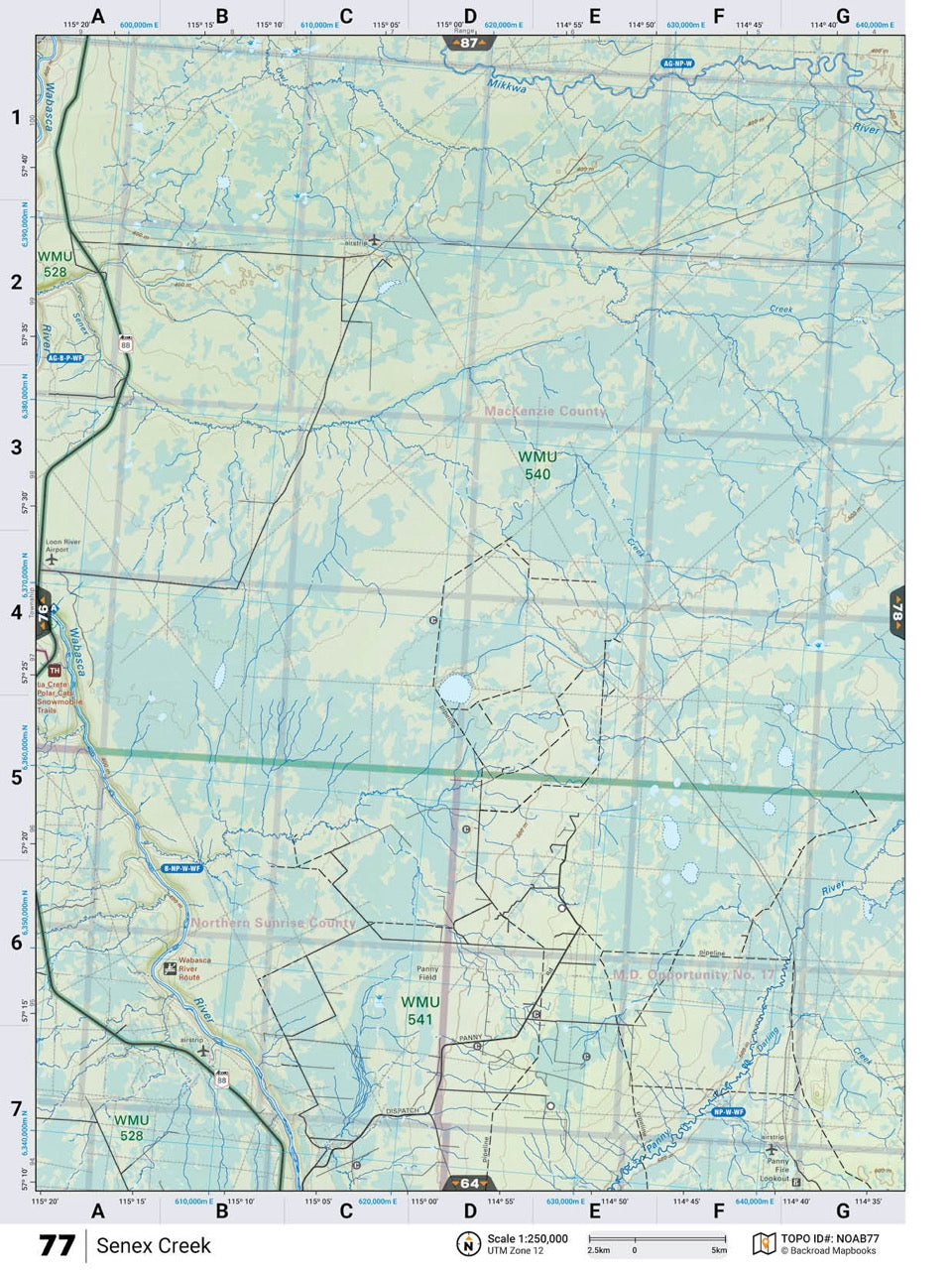 NOAB77 Wall Map - Senex Creek - Backroad Maps