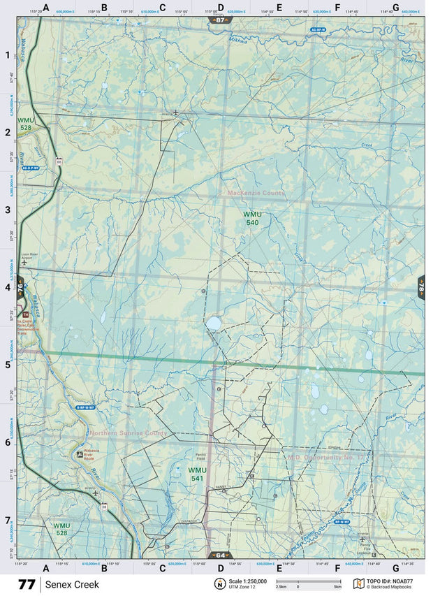 NOAB77 Wall Map - Senex Creek - Backroad Maps
