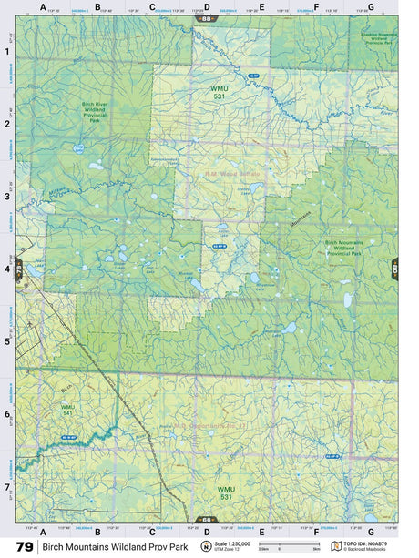 NOAB79 Wall Map - Birch Mountains Wildland Provincial Park - Backroad Maps