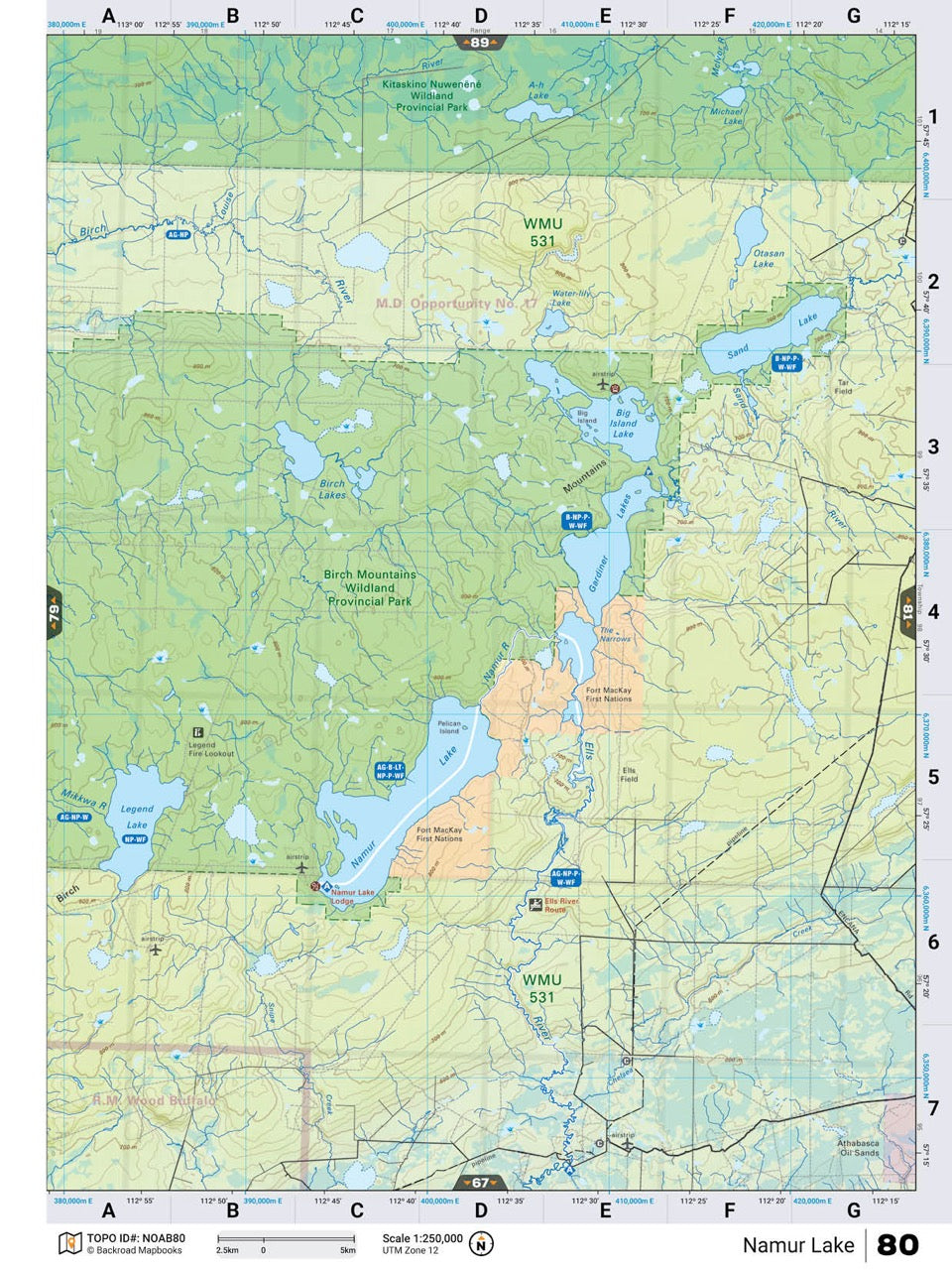 NOAB80 Wall Map - Namur Lake - Backroad Maps