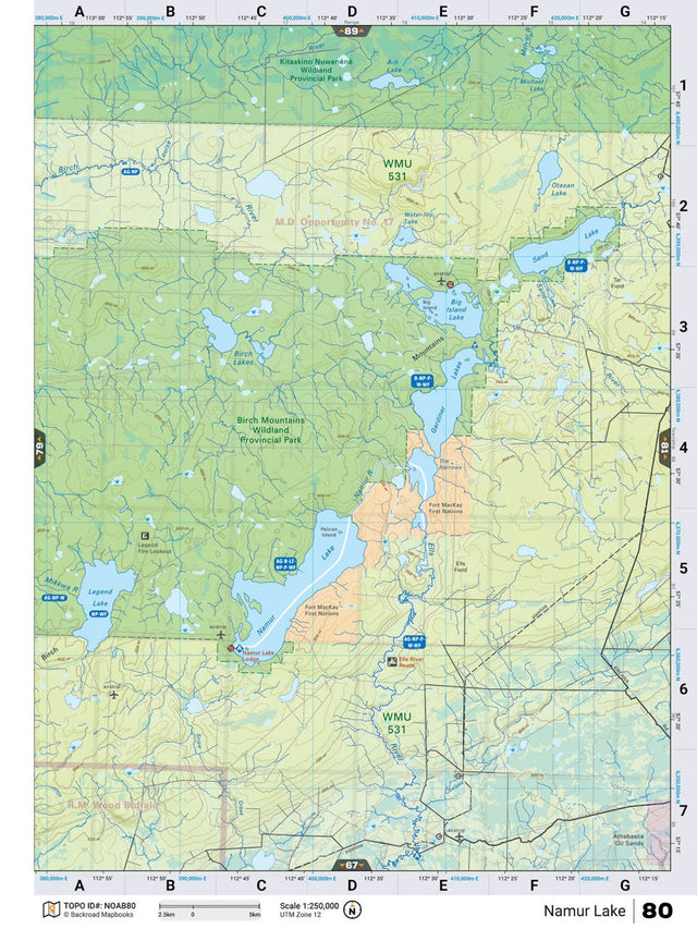NOAB80 Wall Map - Namur Lake - Backroad Maps