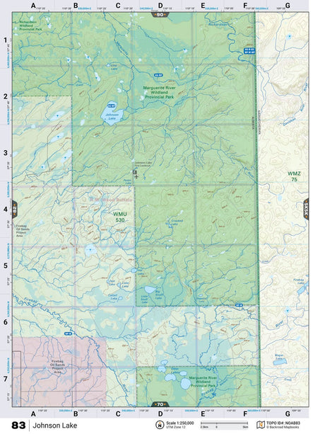NOAB83 Wall Map - Johnson Lake - Backroad Maps