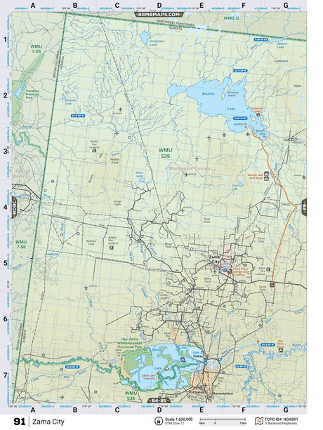 NOAB91 Wall Map - Petitot River - Backroad Maps