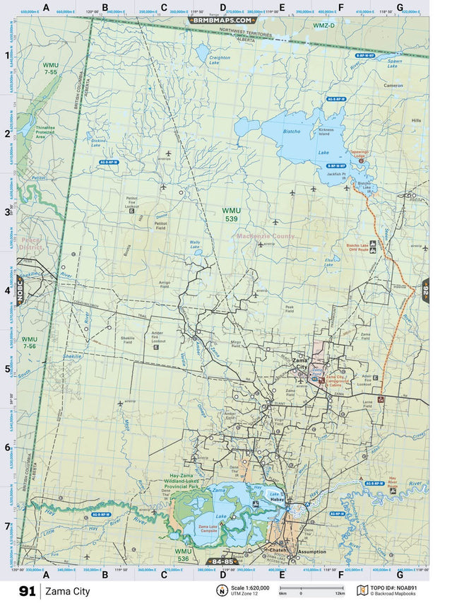 NOAB91 Wall Map - Petitot River - Backroad Maps