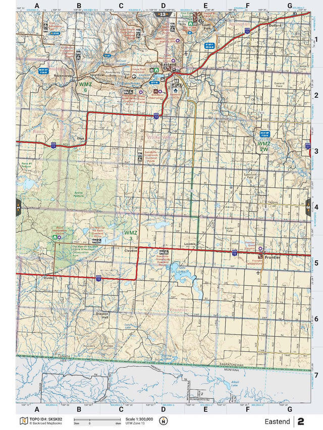 SKSK2 Wall Map - Eastend - Backroad Maps