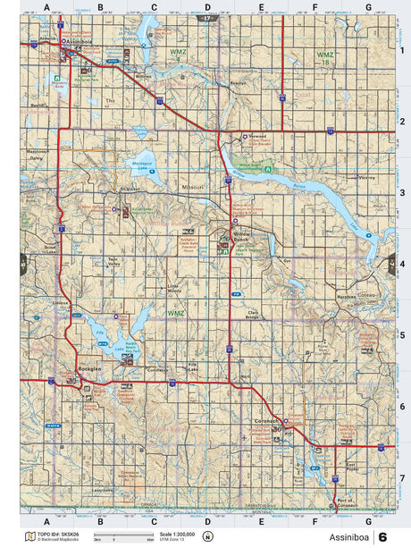 SKSK6 Wall Map - Assiniboia - Backroad Maps