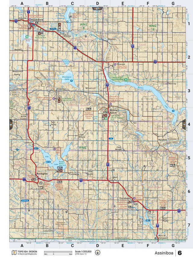 SKSK6 Wall Map - Assiniboia - Backroad Maps