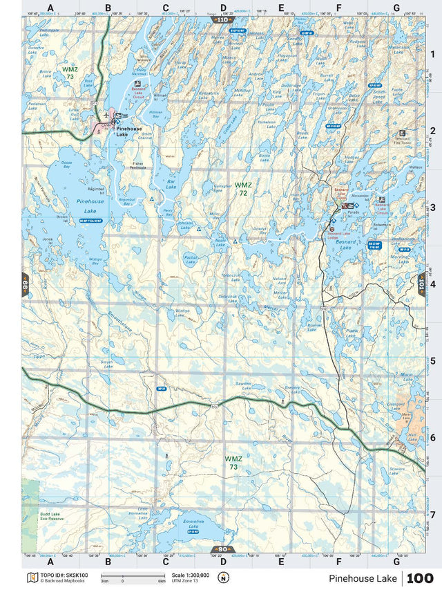 SKSK100 Wall Map - Pinehouse Lake - Backroad Maps