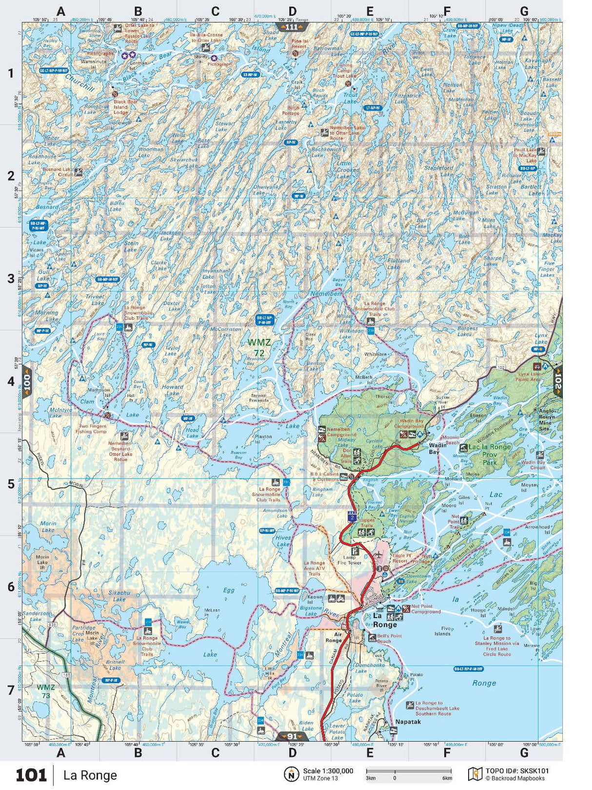 SKSK101 Wall Map - La Ronge - Backroad Maps