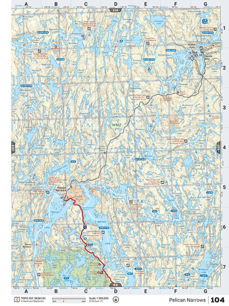 SKSK104 Wall Map - Pelican Narrows - Backroad Maps