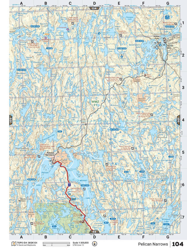 SKSK104 Wall Map - Pelican Narrows - Backroad Maps