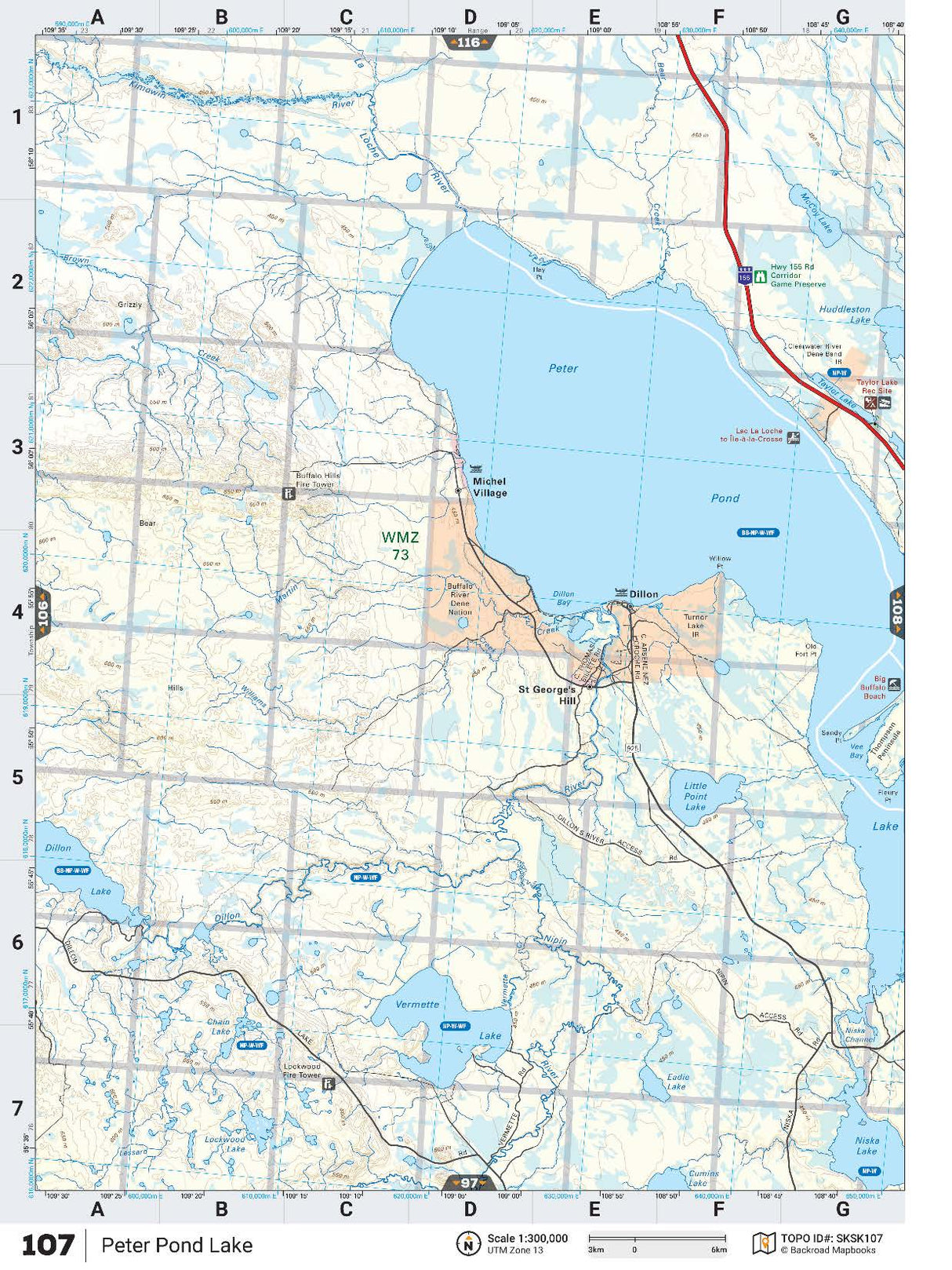 SKSK107 Wall Map - Peter Pond Lake - Backroad Maps