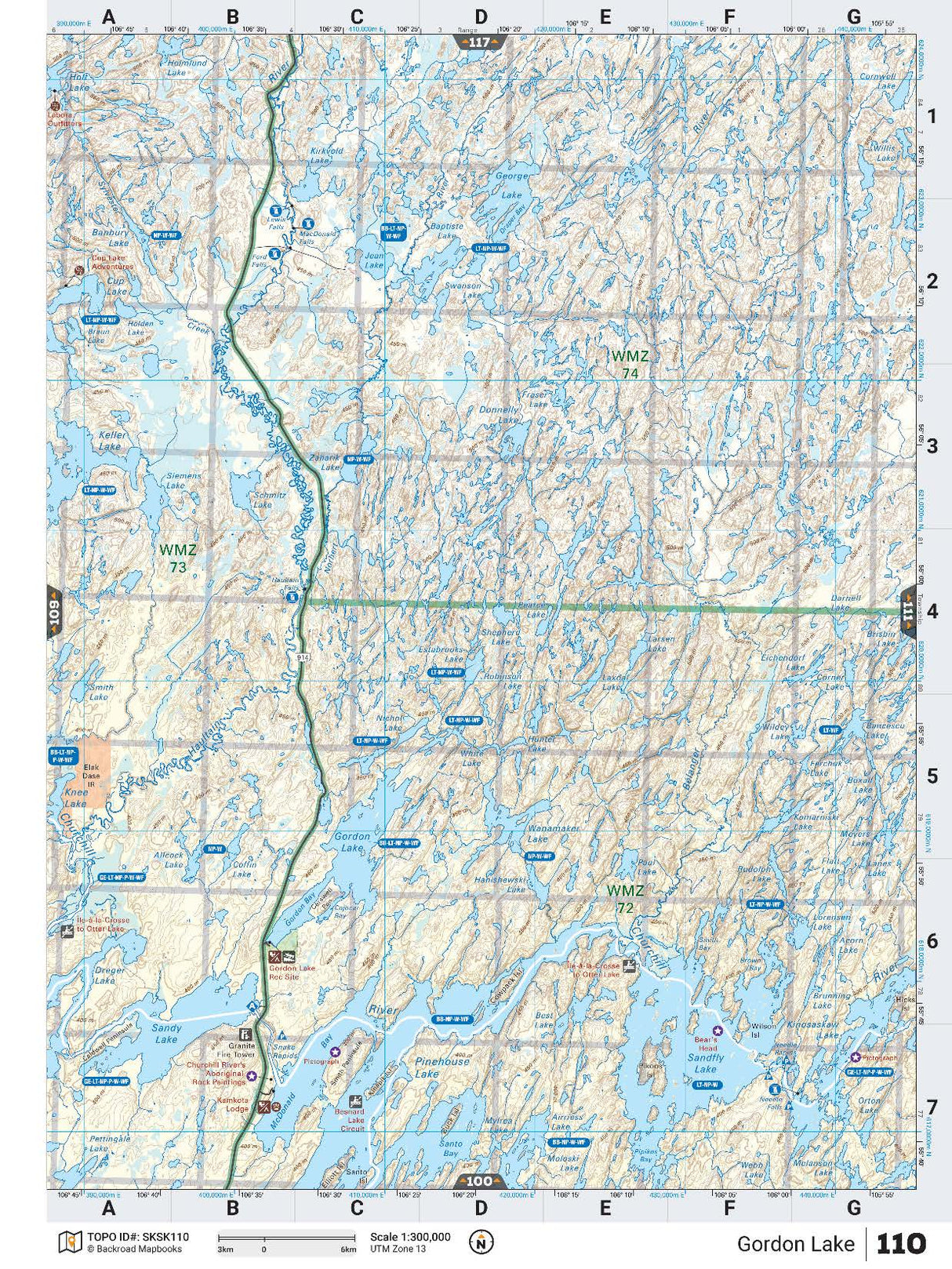 SKSK110 Wall Map - Gordon Lake - Backroad Maps