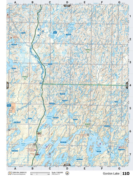 SKSK110 TOPO Map - Gordon Lake - Backroad Maps