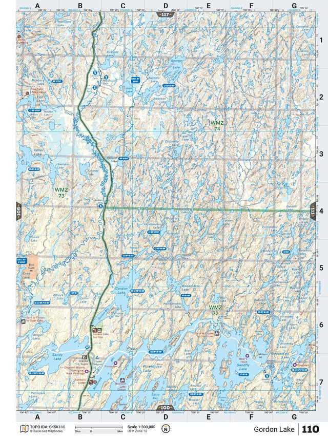 SKSK110 TOPO Map - Gordon Lake - Backroad Maps