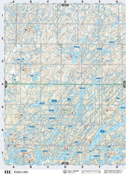 SKSK111 Wall Map - Eulas Lake - Backroad Maps
