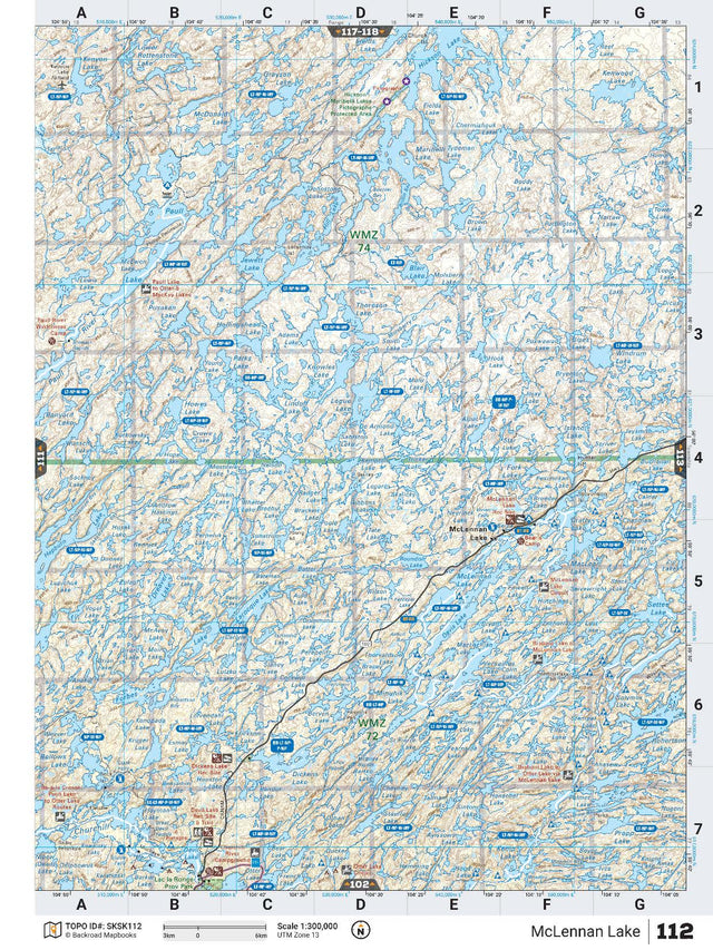 SKSK112 Wall Map - McLennan Lake - Backroad Maps