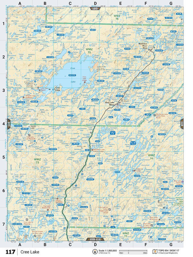SKSK117 TOPO Map - Cree Lake - Backroad Maps