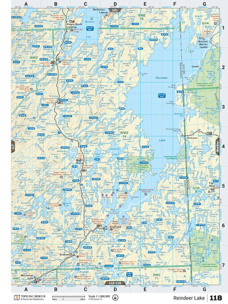 SKSK118 Wall Map - Reindeer Lake - Backroad Maps