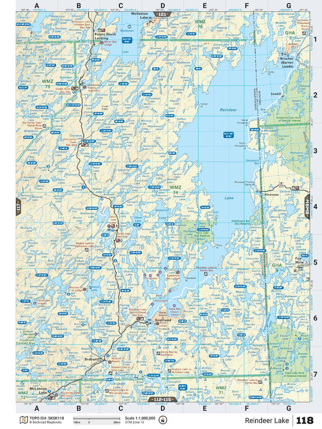 SKSK118 Wall Map - Reindeer Lake - Backroad Maps