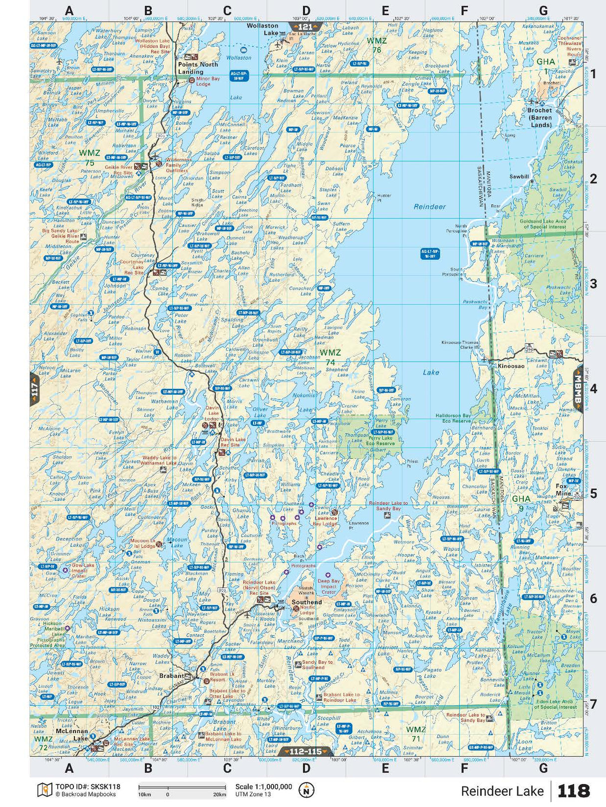 SKSK118 TOPO Map - Reindeer Lake - Backroad Maps